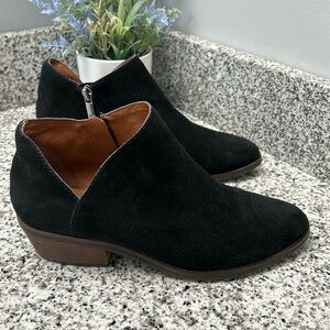 Lucky Brand Fenley Black Leather Suede Booties
